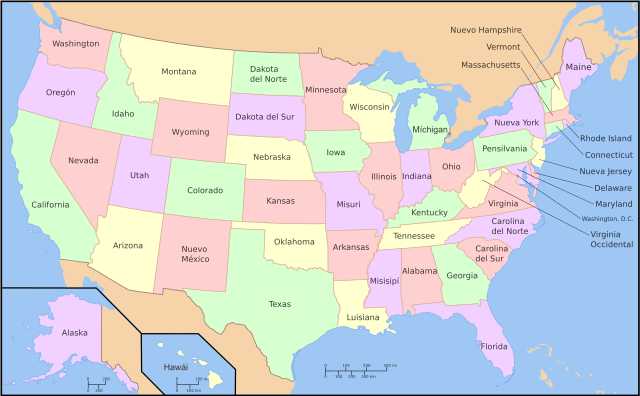 Mapa de Estados de EEUU