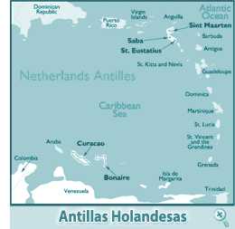Antillas holandesas: información turística 2 Mapa de las Antillas Holandesas
